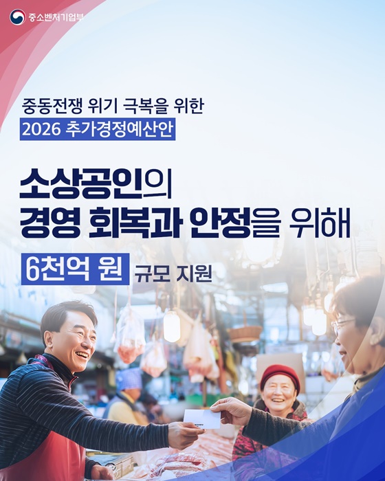 중동전쟁 대응, 소상공인 등 경영 안정에 6천억 원 지원