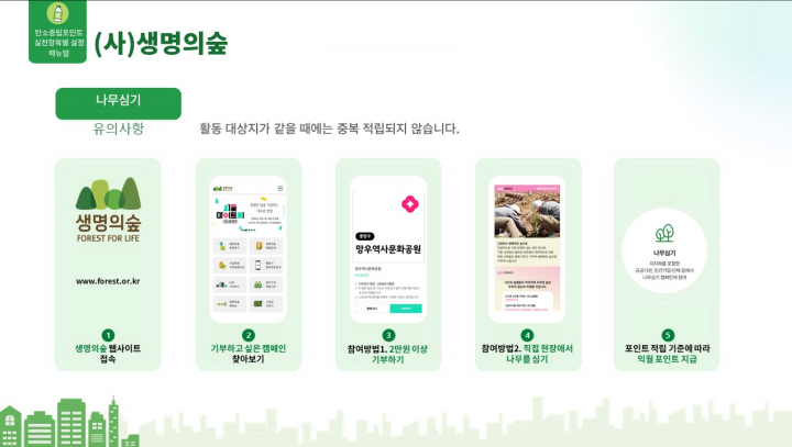 2026년 추가된 '카본페이' 중 나무 심기 캠페인