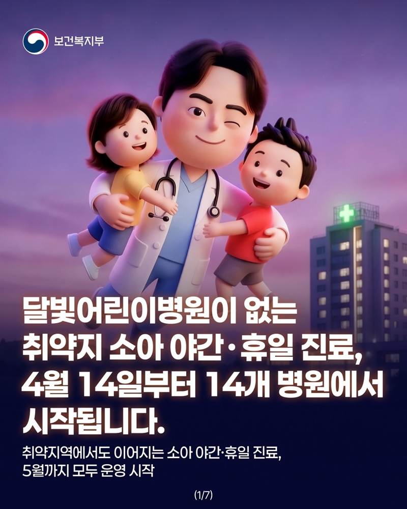 취약지 소아 야간·휴일 진료기관 14개소 운영 시작