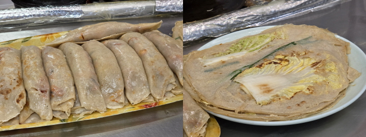 메밀전병과 배추전.