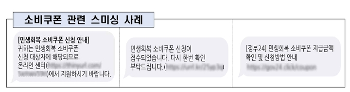 스미싱 유형 예시(과학기술정보통신부)