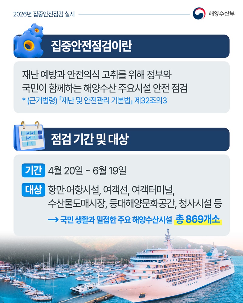 2026년 해양수산부 집중안전점검 실시
