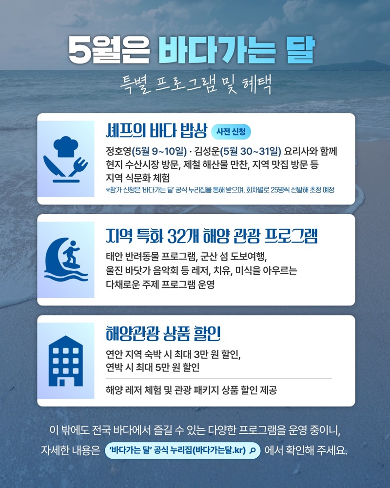 5월은 바다 가는 달, 파도파도 색다른 바다 여행 떠나요