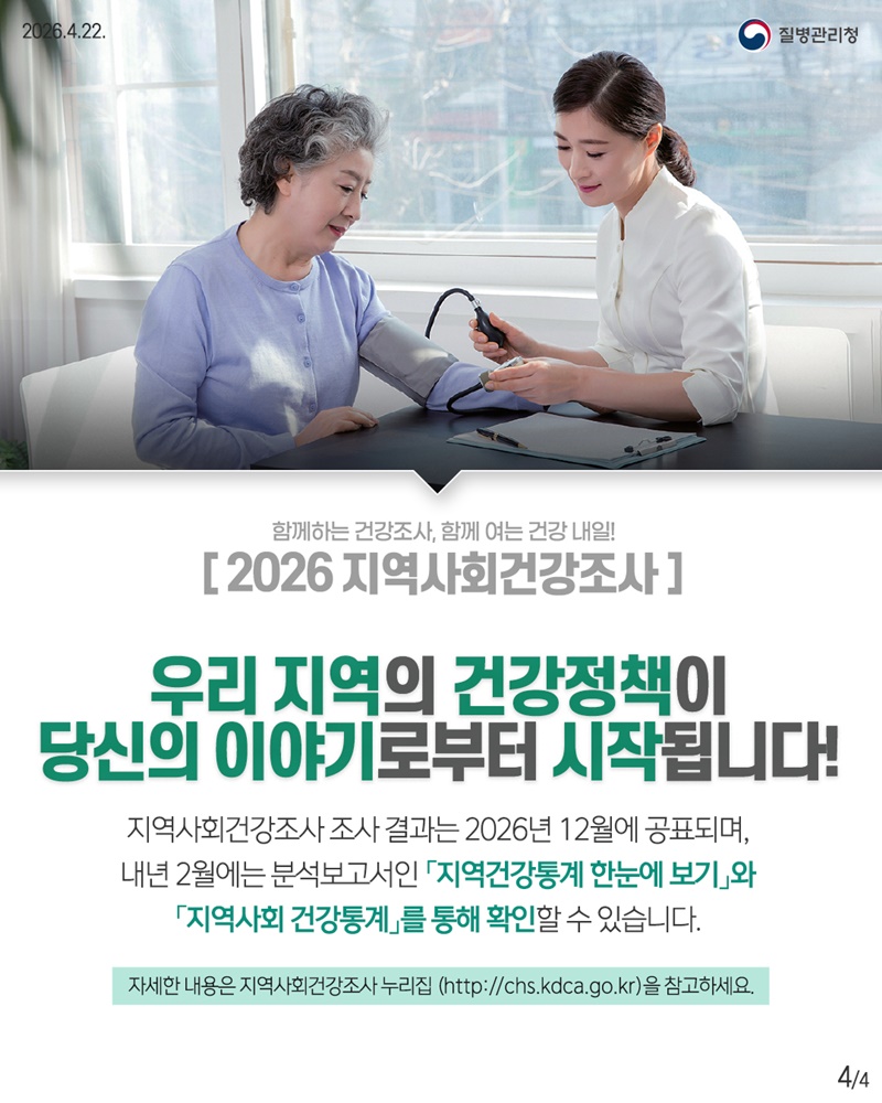 함께하는 건강조사, 함께 여는 건강 내일! [2026 지역사회건강조사]