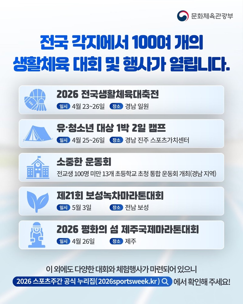 땀 흘리는 즐거움, 함께 누려요! 2026년 스포츠주간