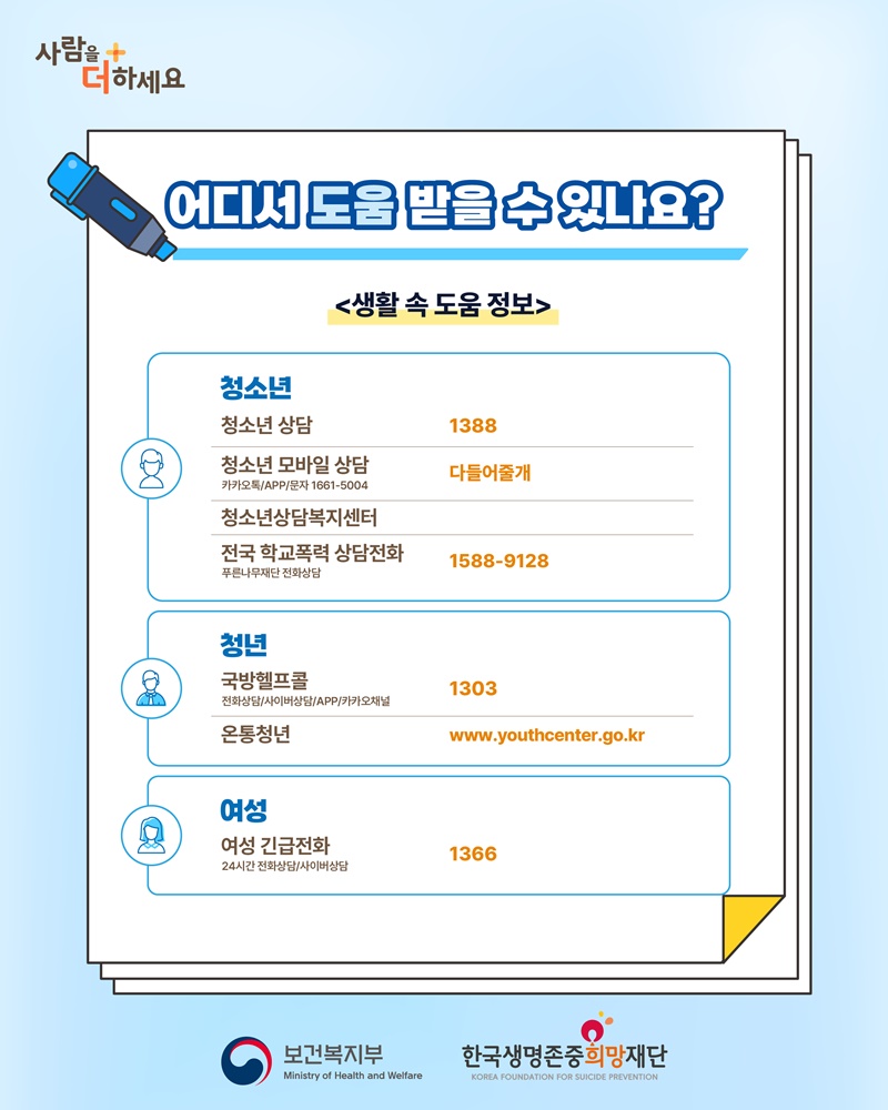 자살고위험시기 위기대응 사회서비스 안내