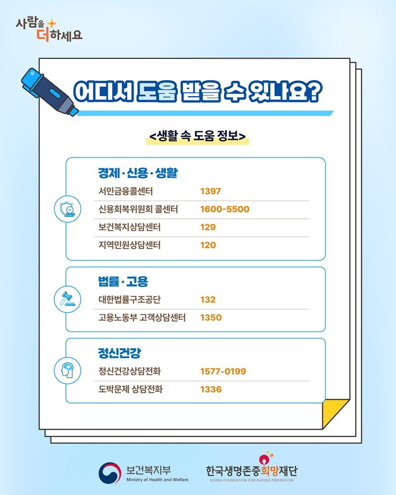 자살고위험시기 위기대응 사회서비스 안내