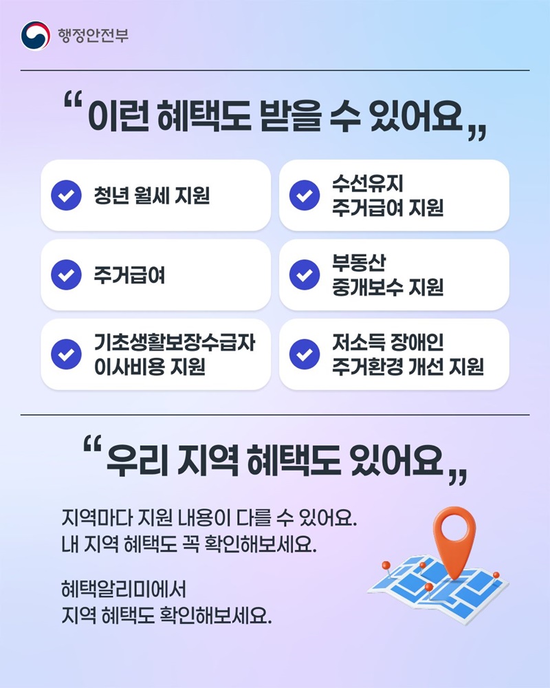청년·저소득층 주거 지원, 혜택알리미가 알려드려요