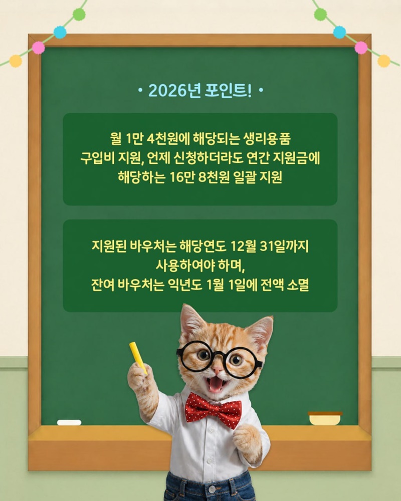 여성 청소년 생리용품 바우처 지원