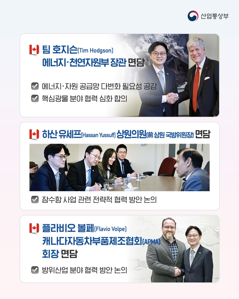 한국-캐나다 신뢰 기반 파트너십, 산업·자원 분야 협력 확대!