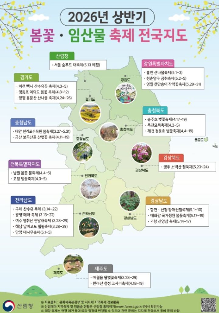 산림청이 배포한 '봄꽃&middot;임산물 축제 전국지도' (산림청)