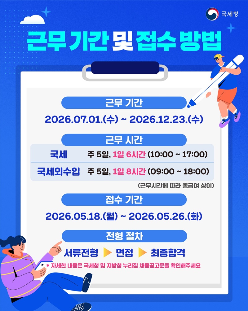 국세·국세외수입체납관리단 기간제 근로자 모집