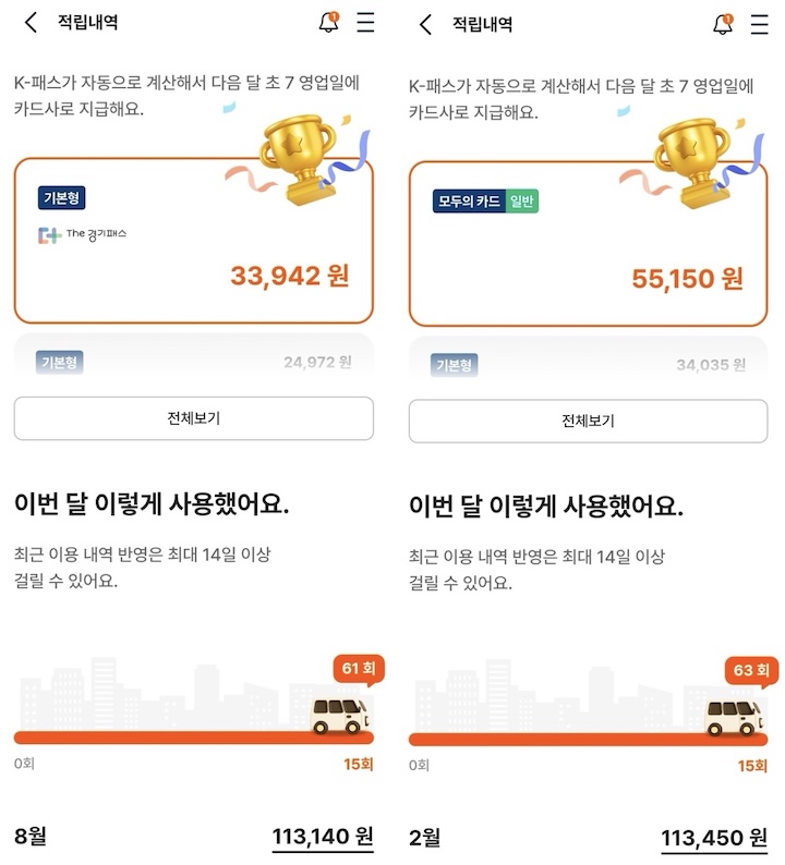 K-패스 개편 전/후 비교(출처 : 본인촬영)