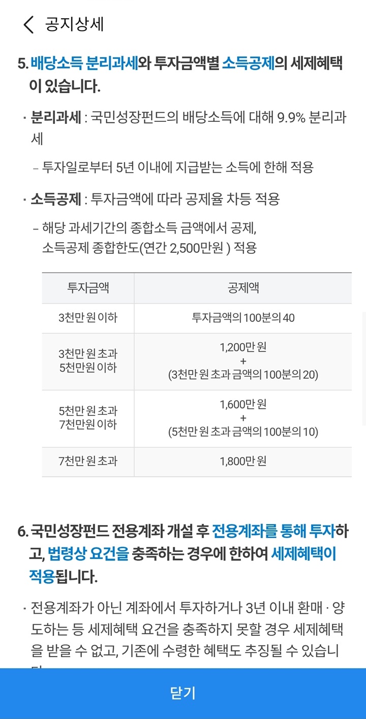 투자 금액대별로 차등 적용되는 파격적인 소득공제 혜택 구간(연간 2,500만 원 종합한도) 및 9.9% 배당소득 분리과세 세제 혜택 상세 표.