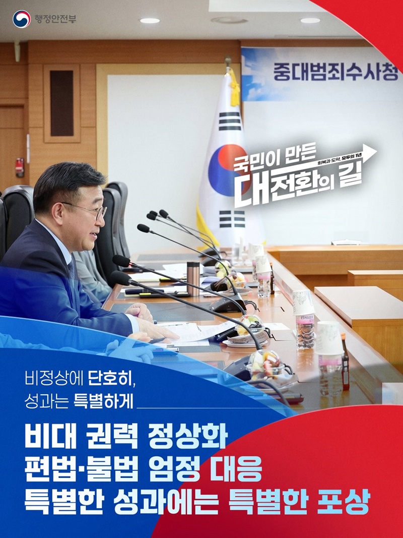 비정상 단호히 대응, 특별한 성과 특별한 포상