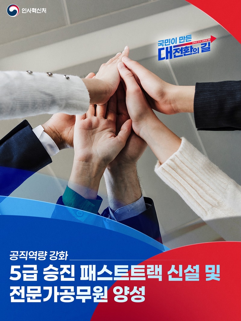 5급 승진 패스트트랙 신설 및 전문가공무원 양성 하단내용 참조