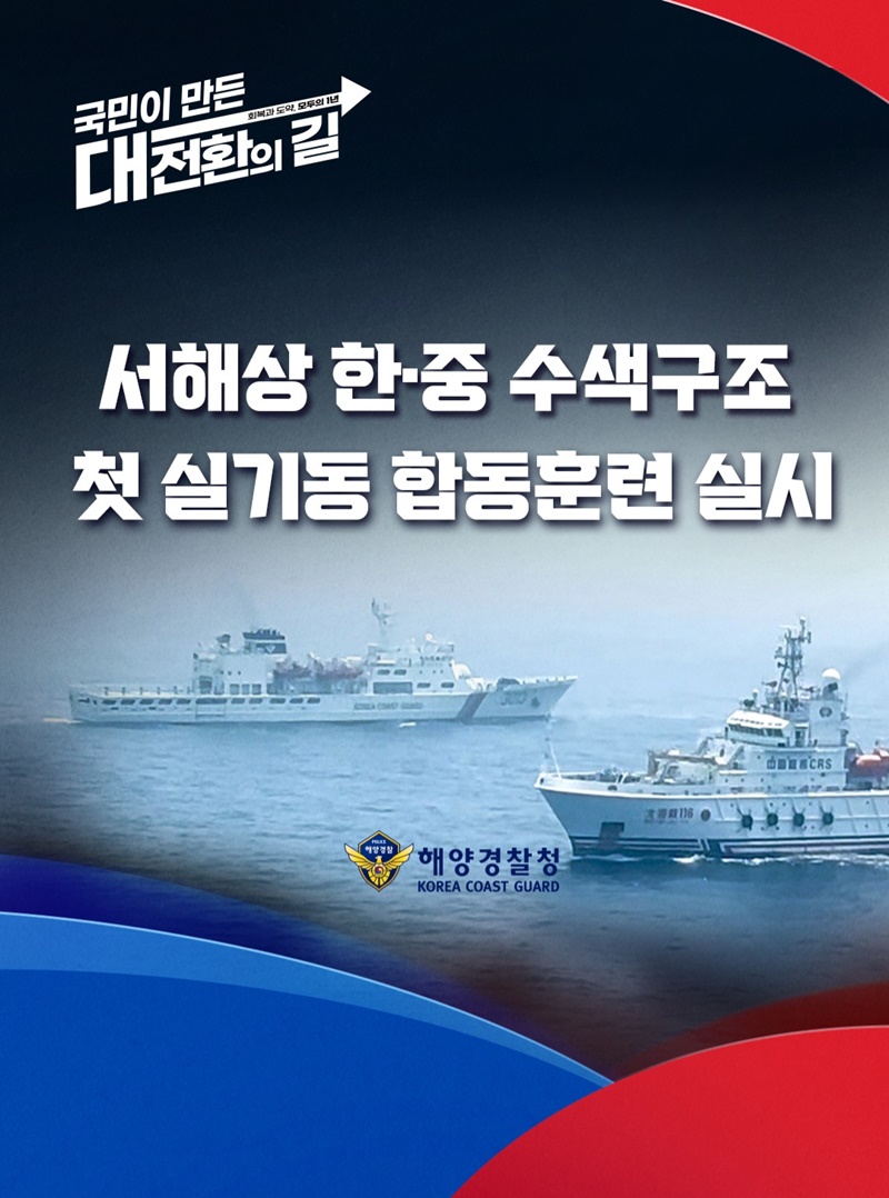 서해상 한·중 수색구조 첫 실기동 합동훈련 실시