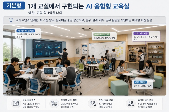 AI 기반 체험 및 문제해결 프로젝트 학습공간 구성 예시(교육부 제공)