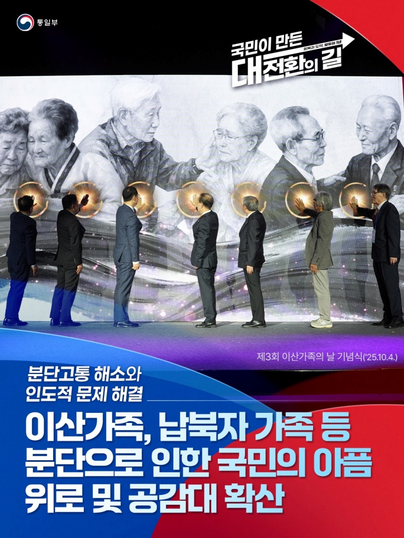분단고통 해소와 인도적 문제 해결 하단내용 참조