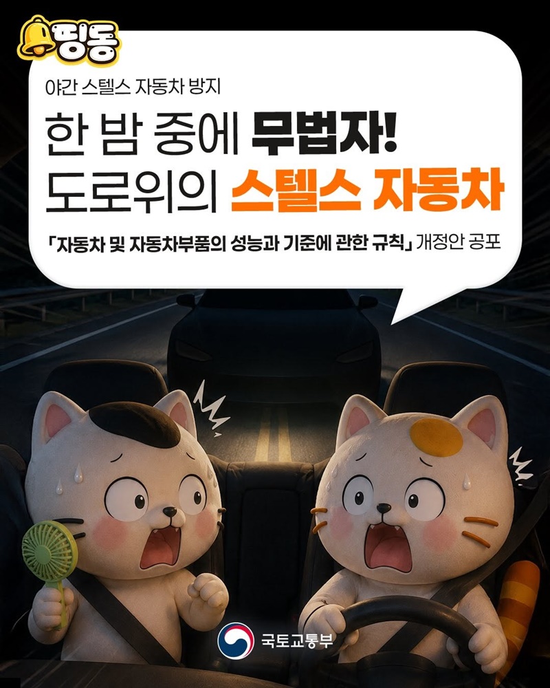 한 밤 중에 무법자! 도로 위의 스텔스 자동차