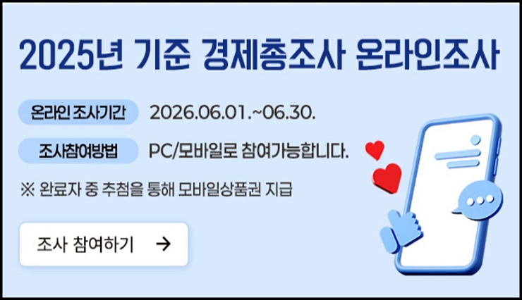경제총조사를 마치면 추첨으로 상품권을 받을 수 있다.  <출처=국가데이터처>