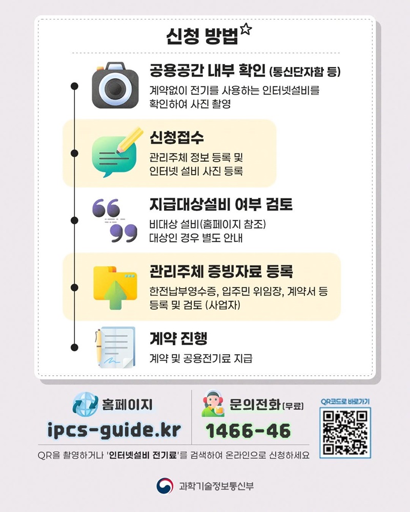 인터넷설비 공용전기료 보상 신청이 쉬워집니다