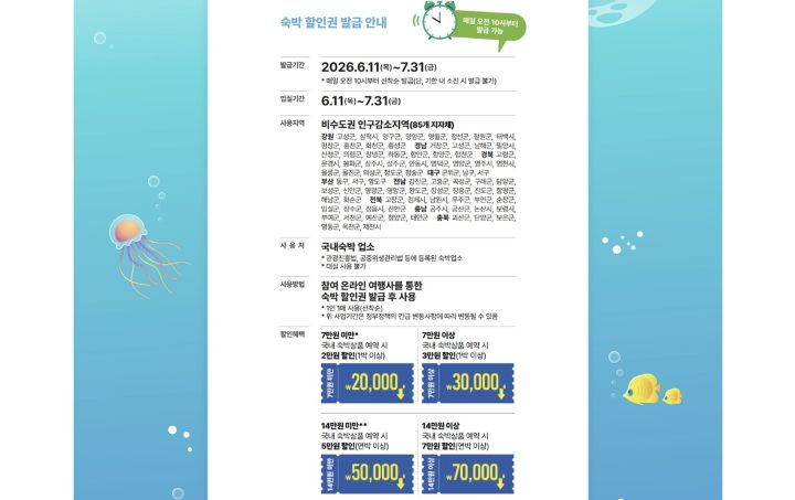 2026 여름맞이 숙박페스타가 시작됐다. 지난 11일부터 시작된 숙박페스타 여름편은 7월 말일까지 계속된다.(출처=숙박페스타 누리집)
