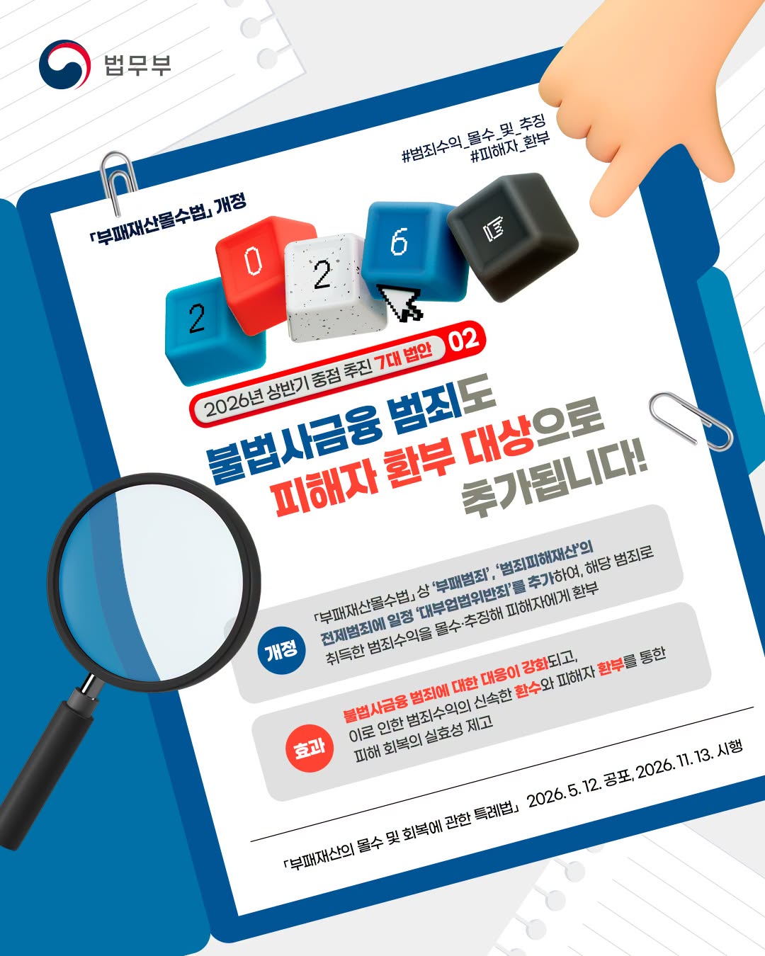 불법사금융 범죄도 피해자 환부 대상으로 추가됩니다! 하단내용 참조