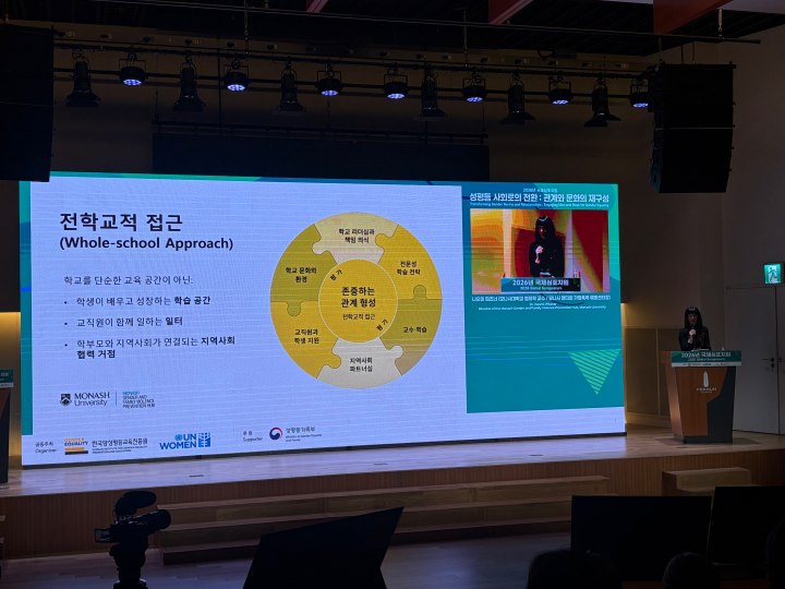 나오미 피츠너 교수나오미 피츠너 교수가 '관계의 전환(젠더규범)은 어떻게 형성되는가'에 대해 발표하였다. (본인 촬영)