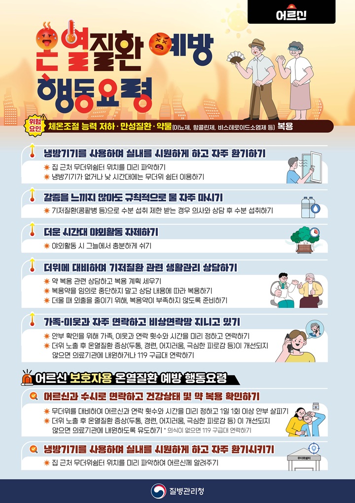 취약집단별 온열질환 예방 행동요령 안내 홍보물(질병관리청 제공)
