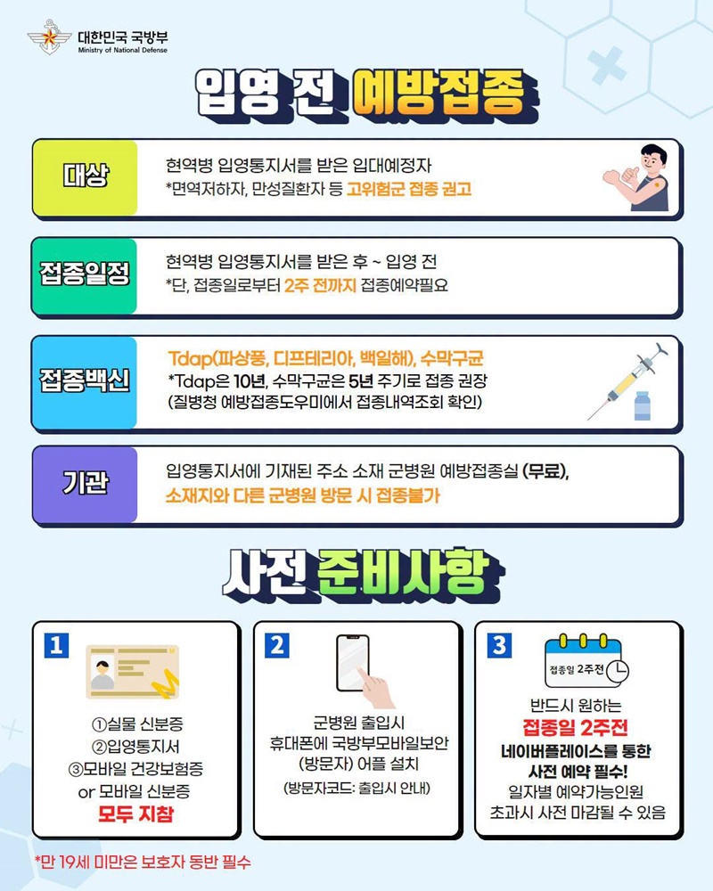 입영 전 예방접종, 당신의 건강을 지키는 방법입니다