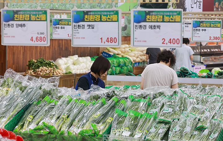 9일 서울 서초구 하나로마트 양재점에서 친환경농산물을 판매하고 있다. 2025.6.9 (사진=저작권자(c) 연합뉴스, 무단 전재-재배포 금지)