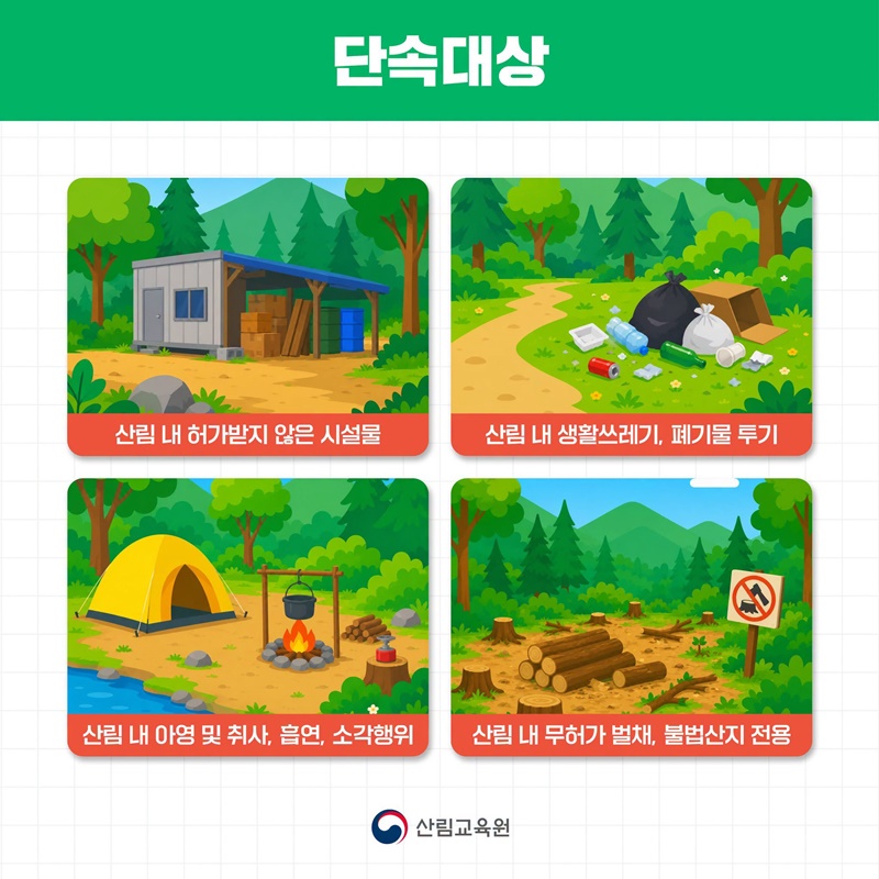 여름철 산림 내 불법행위 집중단속(7.1~8.31)