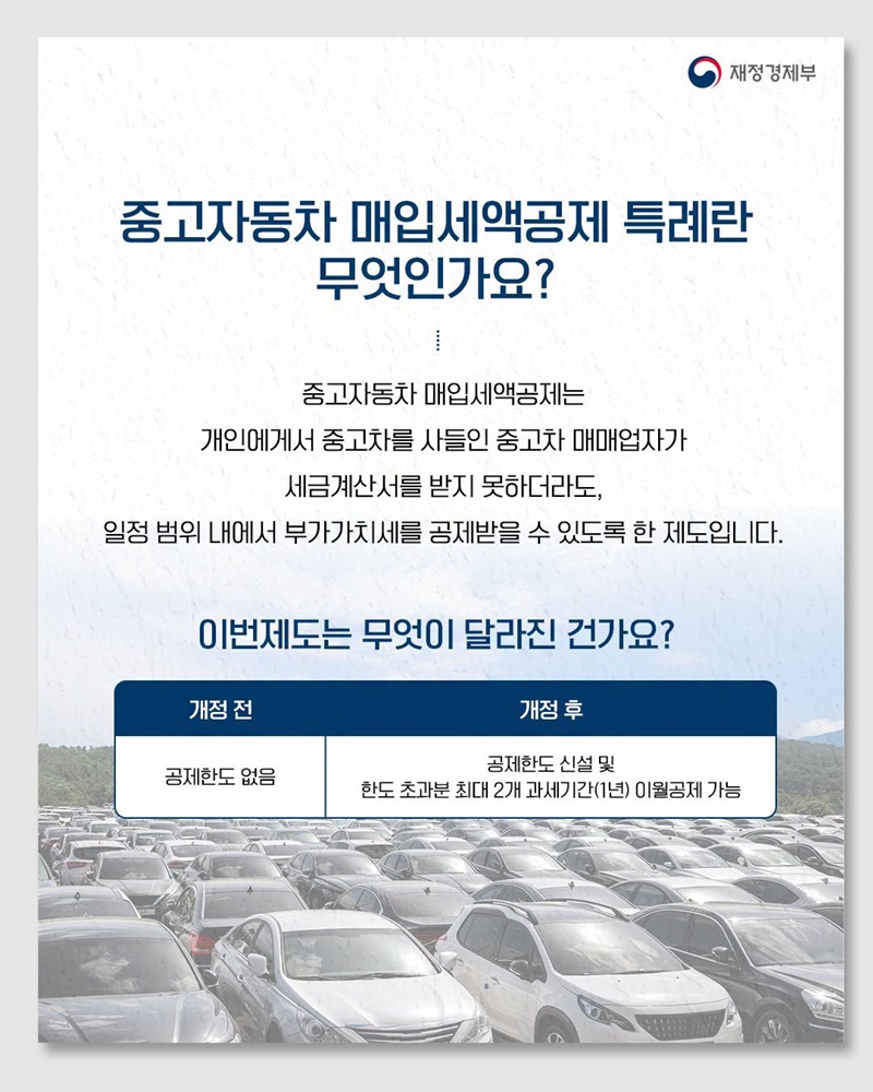 매입세액공제 특례 공제한도 신설, 중고차 가격 달라질까?