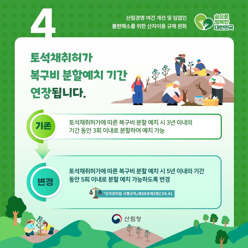 산지이용 규제가 완화됩니다
