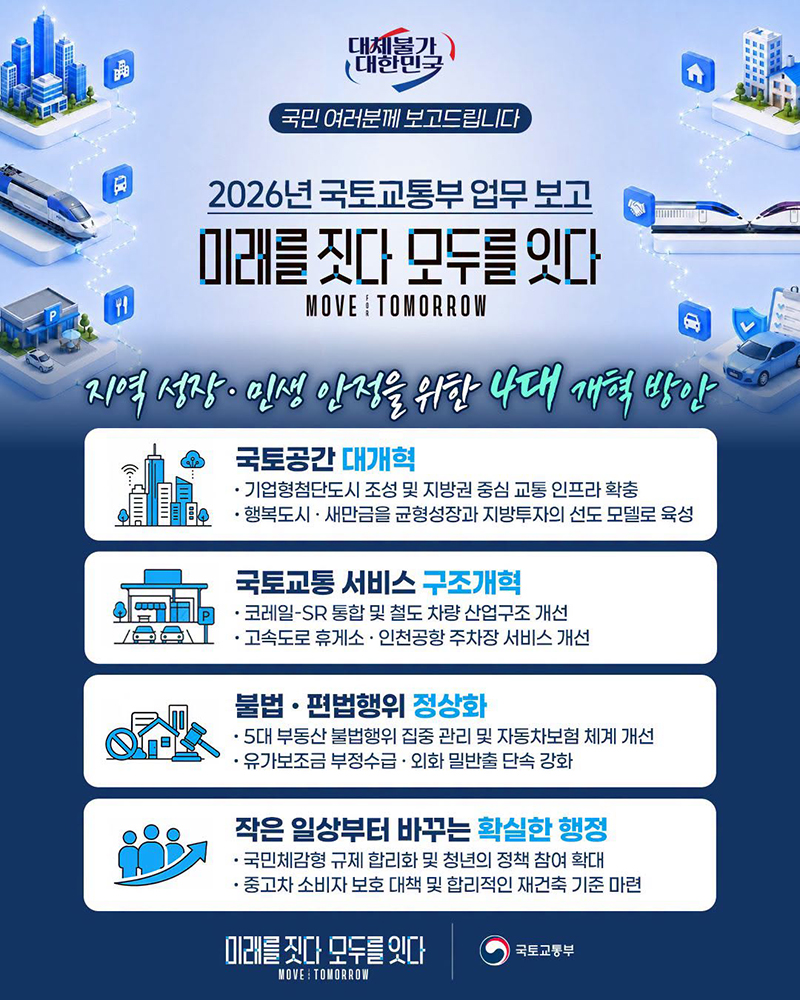 2026년 국토교통부 업무 보고 하단내용 참조