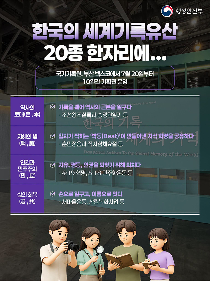 한국의 세계기록유산 20종 한자리에 하단내용 참조