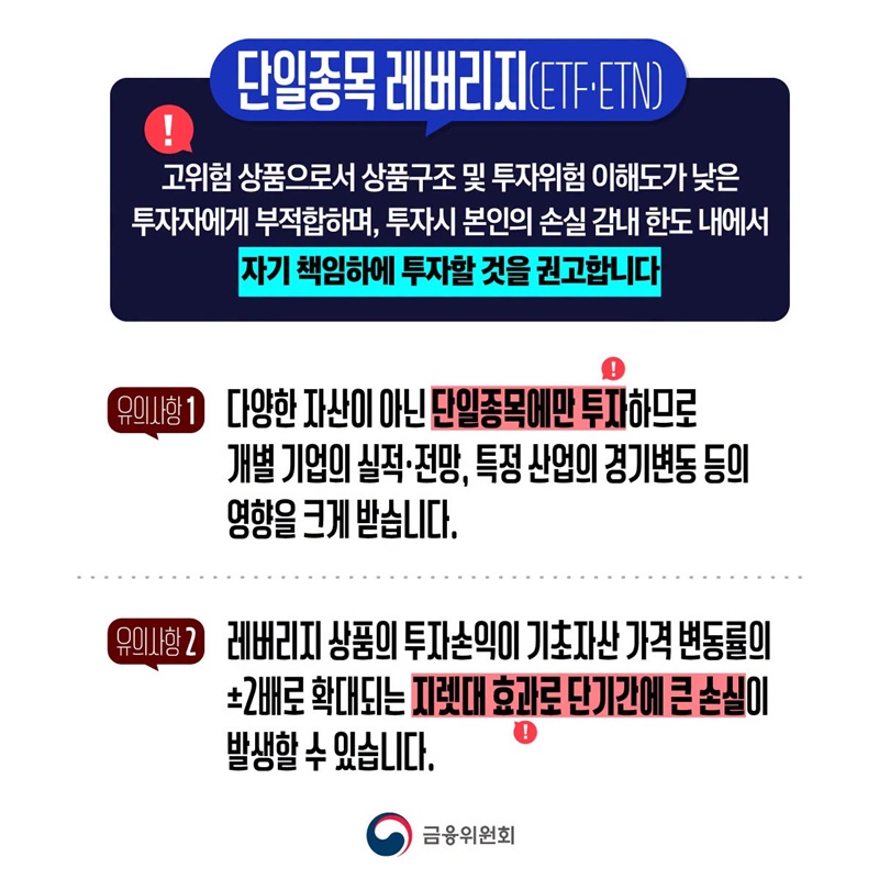 단일종목 레버리지(ETF·ETN) 투자자 보호 및 투자요건 강화