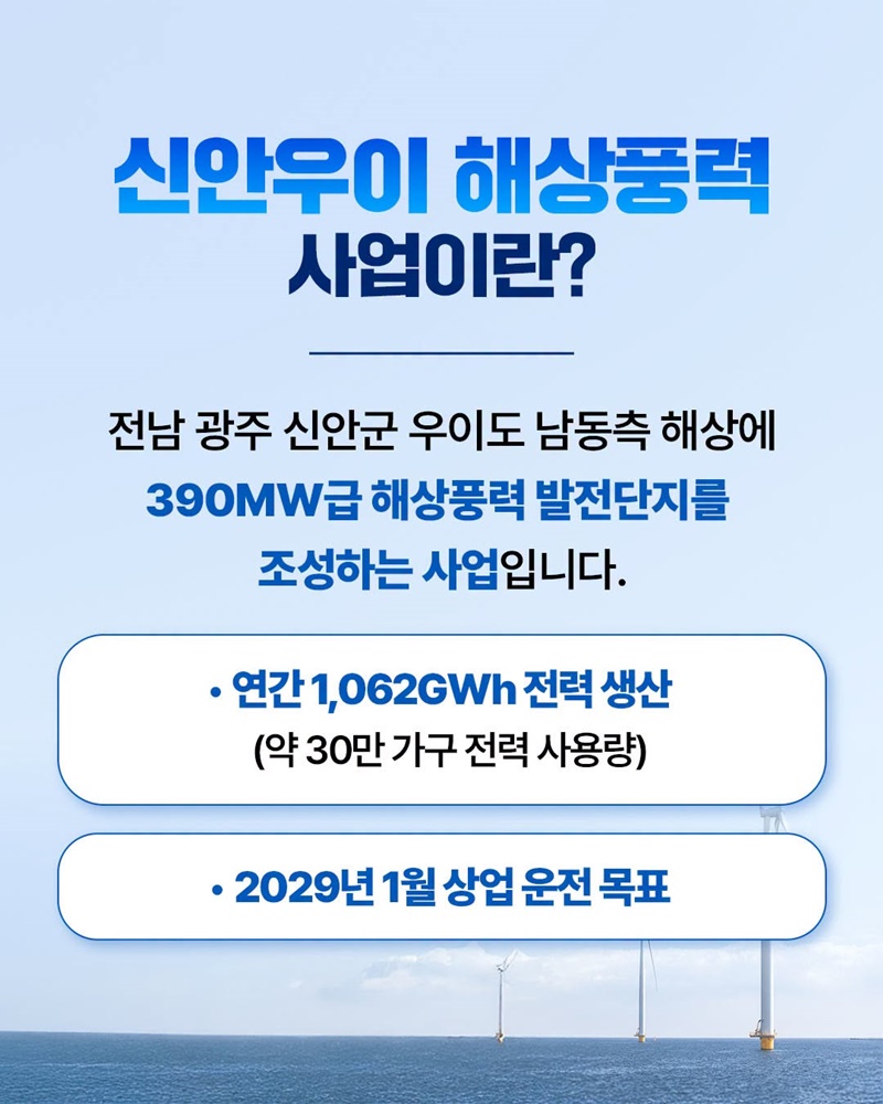 우리 자본 100% 대규모 해상풍력, 신안우이 해상풍력 본격화