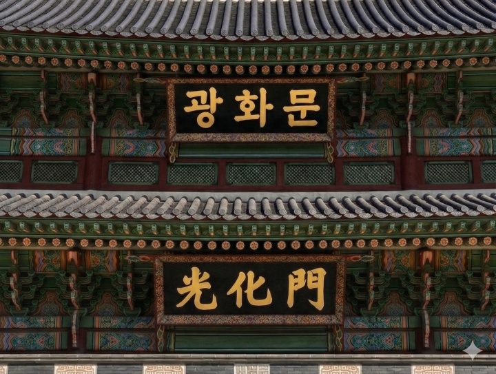 광화문 한글현판 설치 예상도. 위 한글 아래 한자 배치한 모습(ⓒ뉴스1, 무단 전재-재배포 금지)