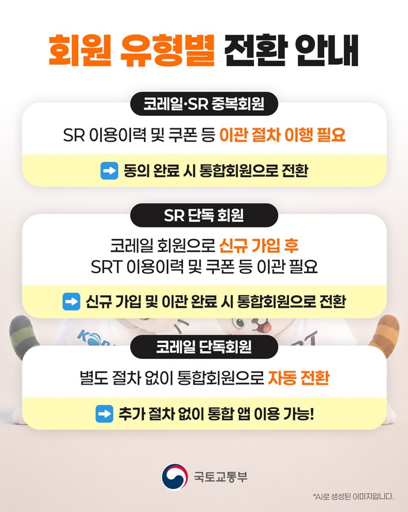 코레일 - SR 통합 앱 출시!