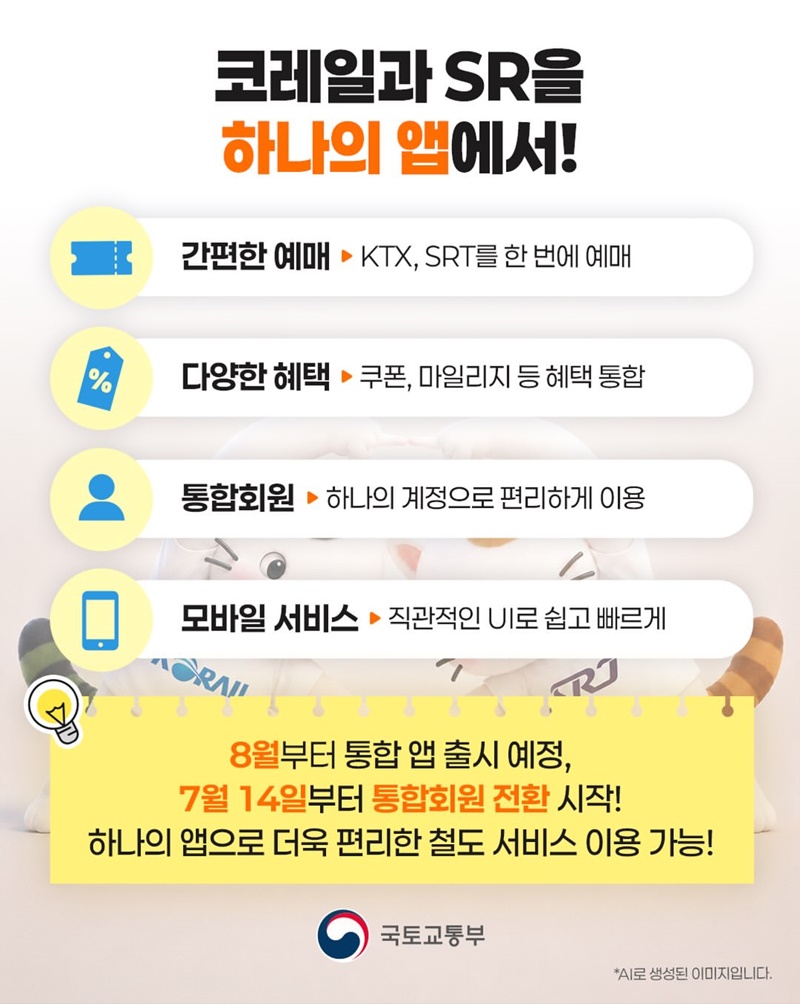 코레일 - SR 통합 앱 출시!