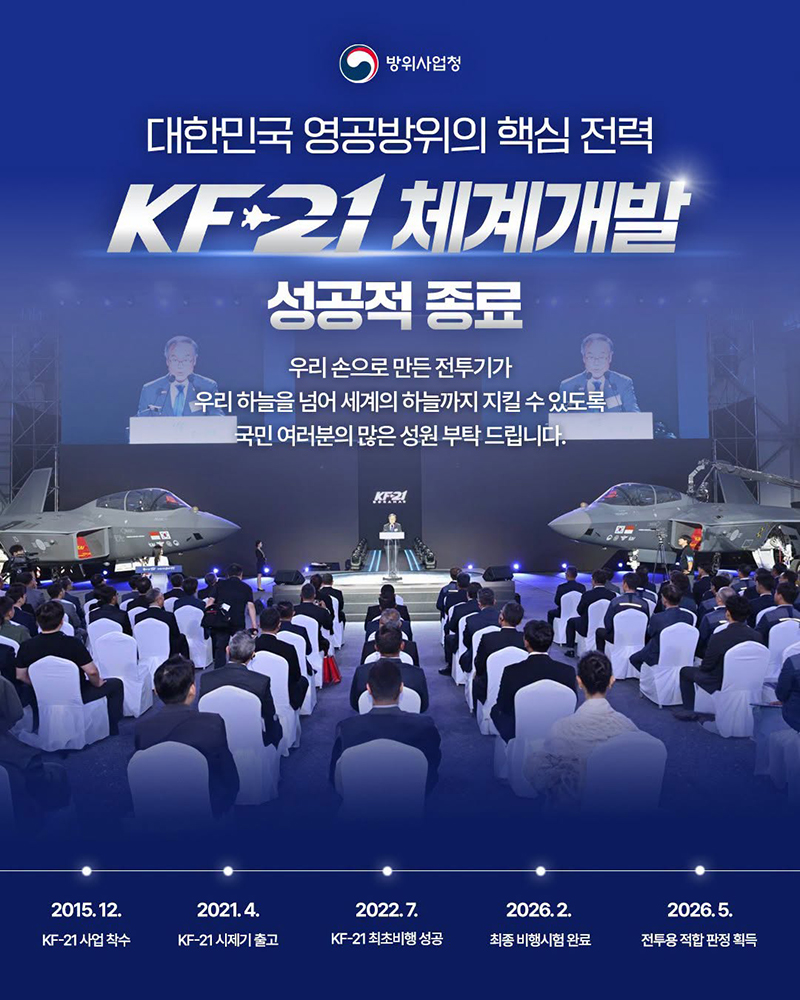 KF-21 체계개발 성공적 종료 하단내용 참조