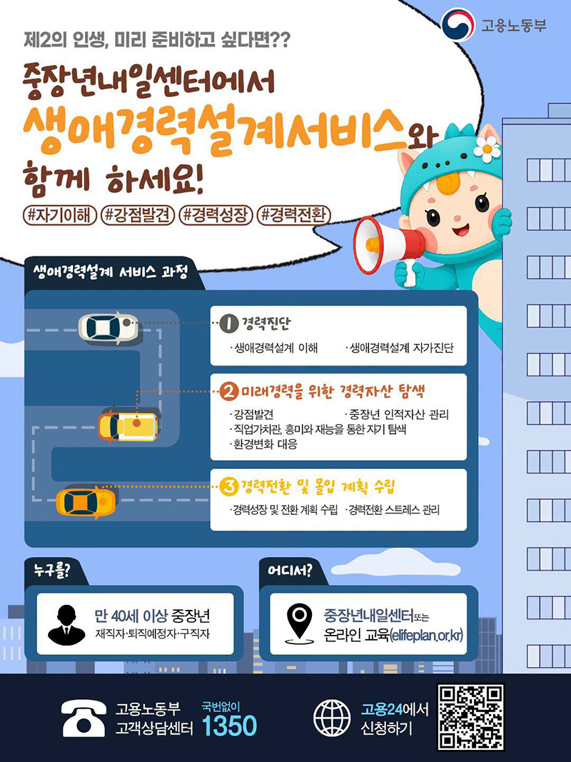 제2의 인생, 미리 준비하고 싶다면? '생애경력설계서비스' 하단내용 참조