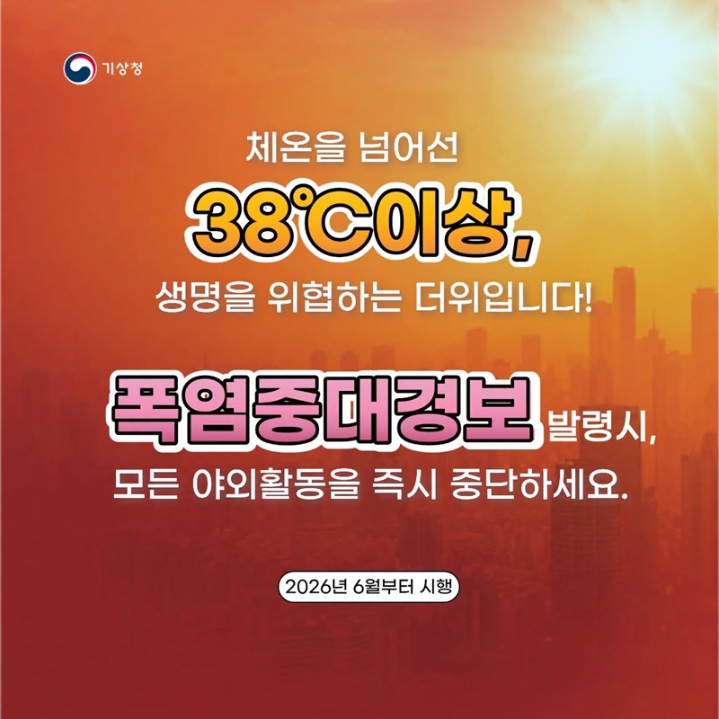 폭염중대경보 발령 시, 모든 야외활동을 즉시 중단하세요