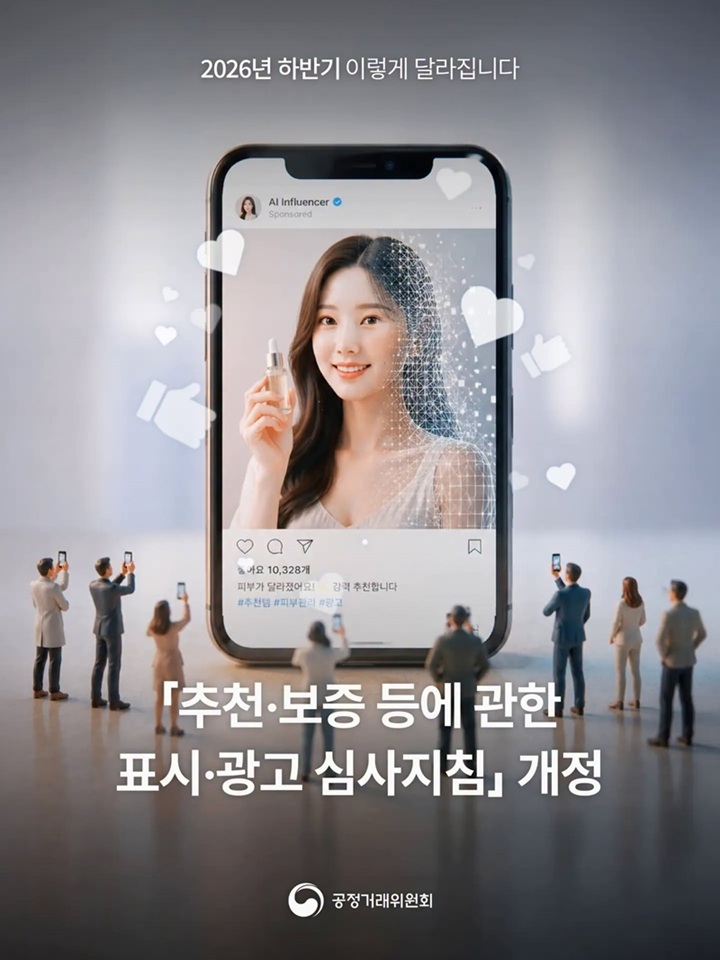 2026년 6월 1일부터 시행&hellip;공정위, '가상인물'을 추천&middot;보증 주체로 신설 (공정거래위원회)