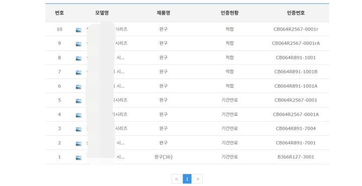 모델명과 제조업체명을 입력하자 그에 해당하는 장난감의 목록이 모두 확인되었다.