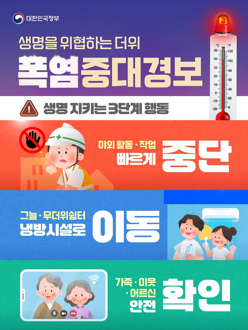 생명을 위협하는 더위 '폭염중대경보' 하단내용 참조