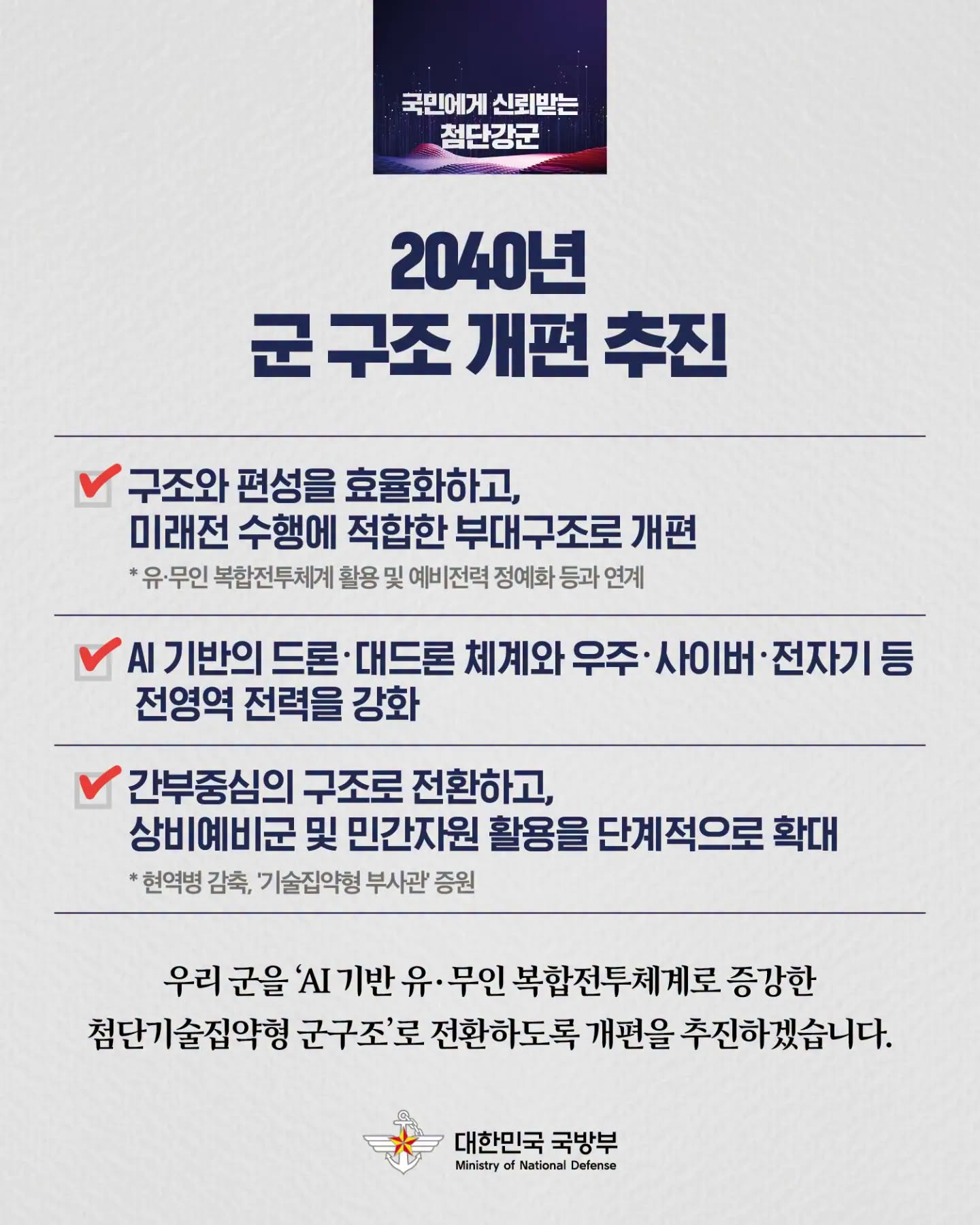 국민에게 신뢰받는 첨단강군