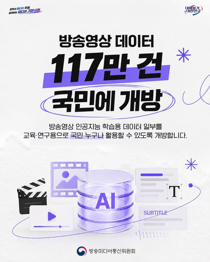방송영상 데이터 117만 건 국민에 개방